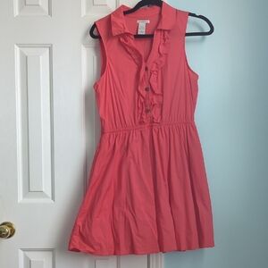 Charlotte Russe Coral Pink Sleeveless Ruffle Button Dress